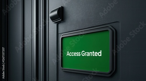 Modern Door Sign Indicating Access Granted in Sleek Interior Setting