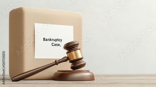 Legal Concept of Bankruptcy with Gavel and Document on Table