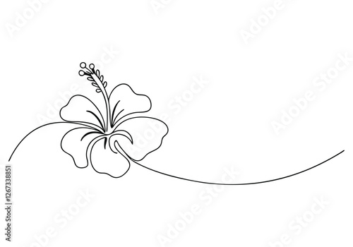 Continuous One Line Hibiscus Flower | Minimalist Floral Vector Illustration