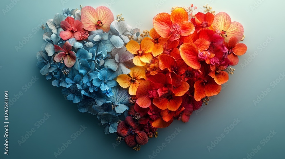 Floral Heart: A Spectrum of Blossoms in a Heart Shape Floral Heart: A Spectrum of Blossoms in a Heart Shape