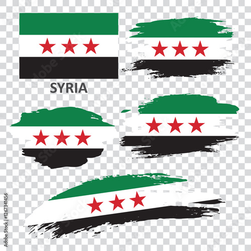 Hand drawn brush stroke flag of Syria