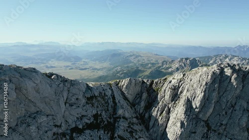 Aerial panoramic view of beautiful Durmitor National Park in Montenegro