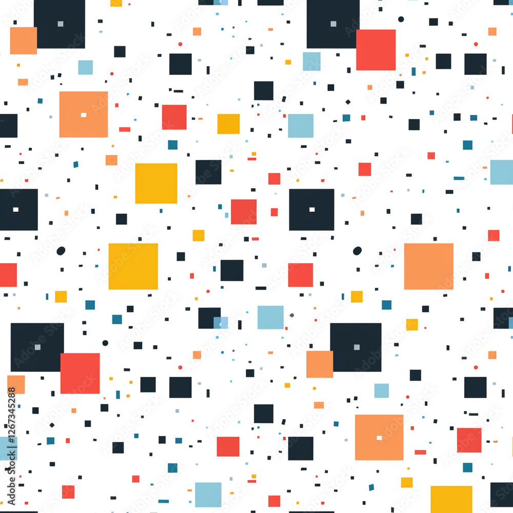Obraz premium seamless geometric pattern with multicolored squares of various sizes