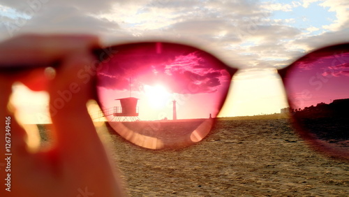 Blick durch Sonnenbrille Strand Fuerteventura