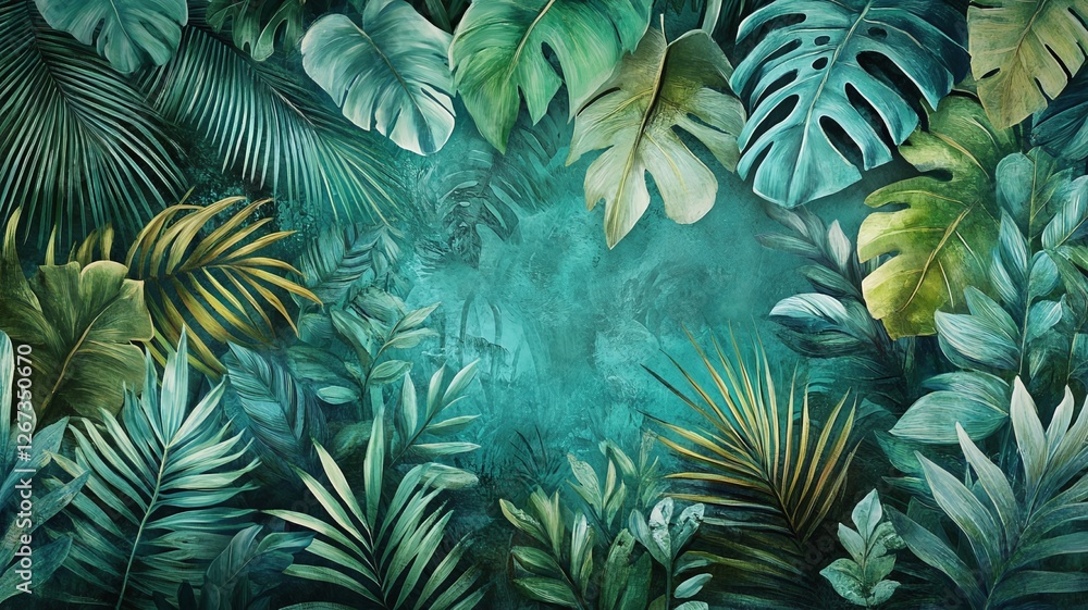 Fototapeta premium green tropical plant leaves background