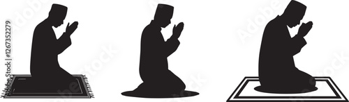 Muslim Prayer Silhouette on Prayer Mat
