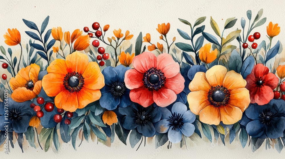 Fototapeta premium Background with colorful flowers.