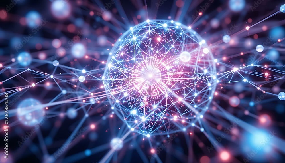 Obraz premium Global Network: Connected World, Data Visualization, Digital Sphere