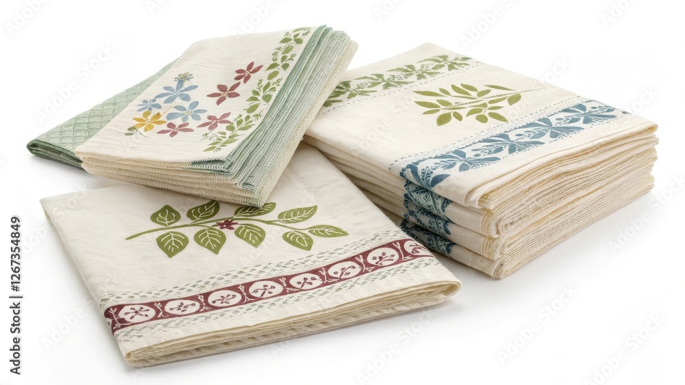 Stacked Embroidered Tea Towels Stacked Embroidered Tea Towels