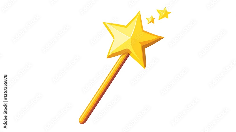 A simple clipart of an icon of a golden star wand, on a white background, A simple clipart of an icon of a golden star wand, on a white background,