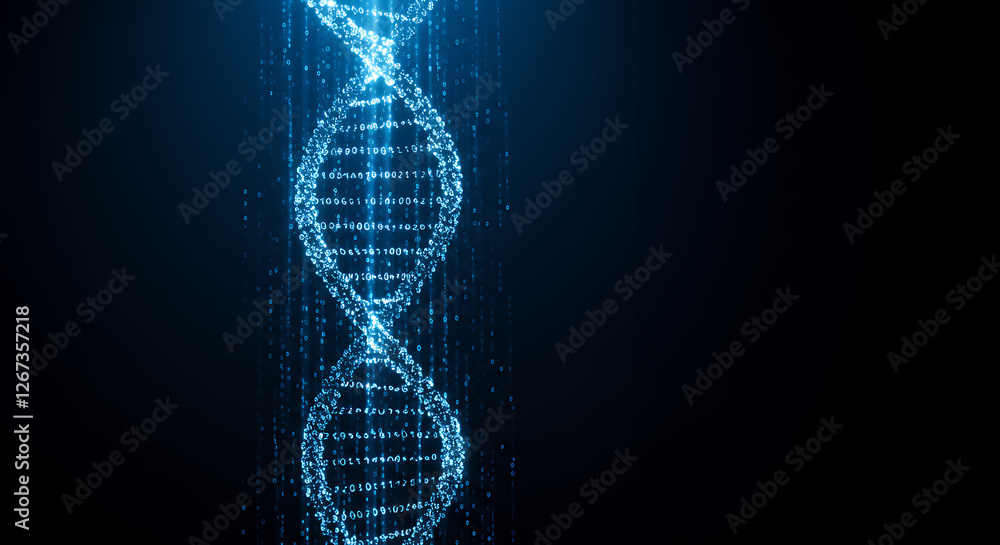Naklejka premium ** Digital DNA: Data Helix, Binary Code, Genetic Information, Future Tech, Science Innovation