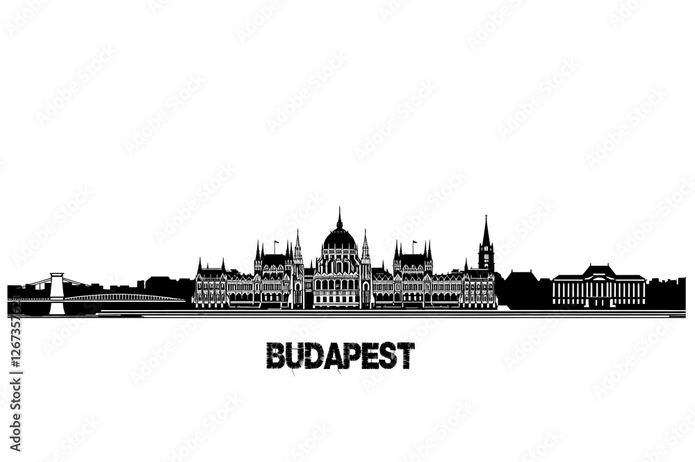 Naklejka premium Budapest skyline, con tutti i palazzi