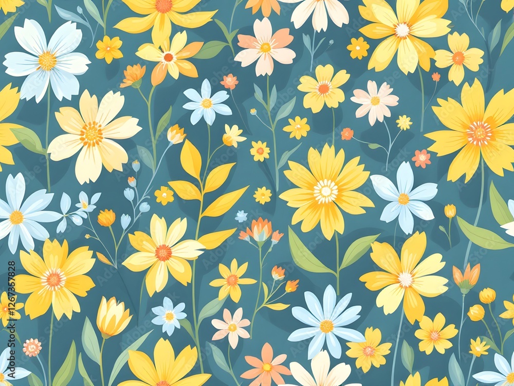Seamless Floral Pattern Illustration Background with Elegant Botanical Design, Decorative Flower Motif, Vintage Style, Ornamental Textile Print, Nature-Inspired Wallpaper, Repeating Blossom Pattern Seamless Floral Pattern Illustration Background with Elegant Botanical Design, Decorative Flower Motif, Vintage Style, Ornamental Textile Print, Nature-Inspired Wallpaper, Repeating Blossom Pattern