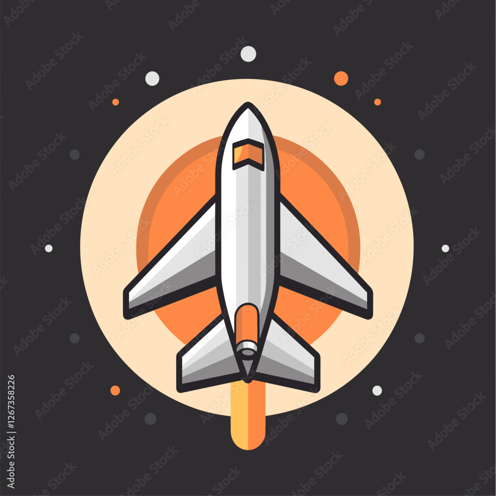 Naklejka premium Modern rocket launch illustration with retro-style design.