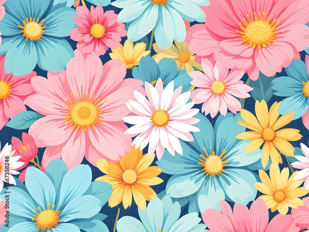 Seamless Floral Pattern Illustration Background with Elegant Botanical Design, Decorative Flower Motif, Vintage Style, Ornamental Textile Print, Nature-Inspired Wallpaper, Repeating Blossom Pattern Seamless Floral Pattern Illustration Background with Elegant Botanical Design, Decorative Flower Motif, Vintage Style, Ornamental Textile Print, Nature-Inspired Wallpaper, Repeating Blossom Pattern