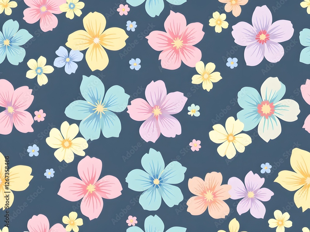 Seamless Floral Pattern Illustration Background with Elegant Botanical Design, Decorative Flower Motif, Vintage Style, Ornamental Textile Print, Nature-Inspired Wallpaper, Repeating Blossom Pattern Seamless Floral Pattern Illustration Background with Elegant Botanical Design, Decorative Flower Motif, Vintage Style, Ornamental Textile Print, Nature-Inspired Wallpaper, Repeating Blossom Pattern