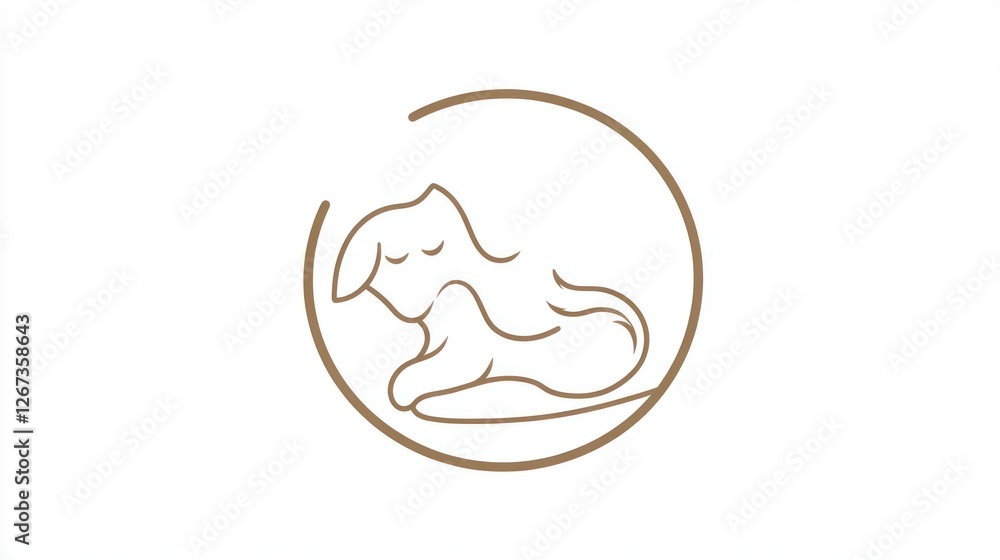 Sleeping Puppy Simple line art of puppy curled in circle for pet care, training, veterinary service Sleeping Puppy Simple line art of puppy curled in circle for pet care, training, veterinary service