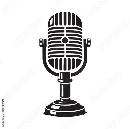 Vintage microphone silhouette vector illustration