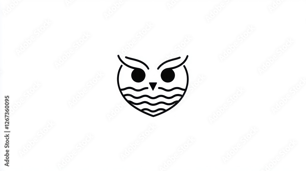 Simple owl line drawing for education, web icons, and logos with clean white background Simple owl line drawing for education, web icons, and logos with clean white background
