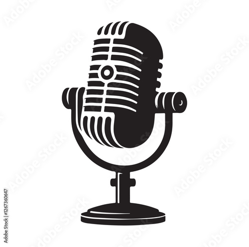 Vintage microphone silhouette vector illustration