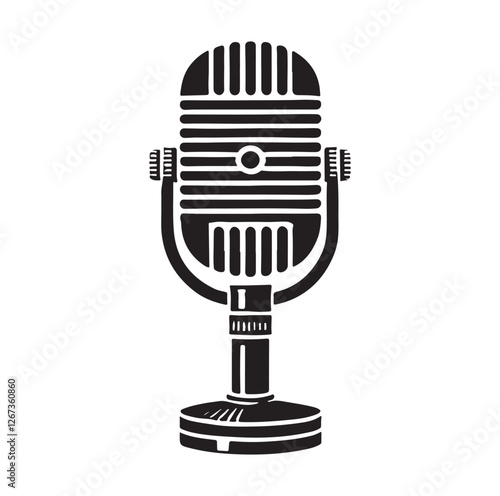 Vintage microphone silhouette vector illustration