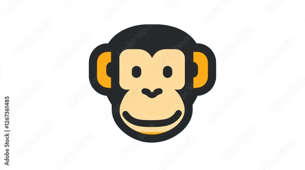 Monkey's face icon looking forward. Good for web or applications. Isolated on the background Monkey's face icon looking forward. Good for web or applications. Isolated on the background