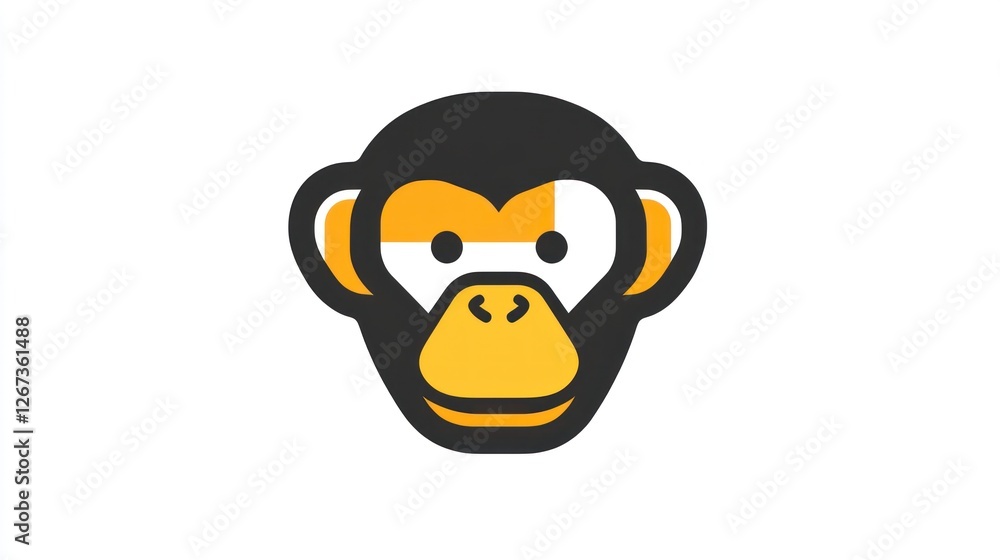 Naklejka premium Monkey face icon on white background, representing wildlife, for web design or logos