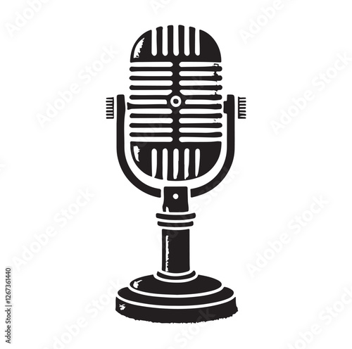 Vintage microphone silhouette vector illustration