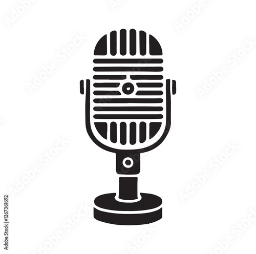 Vintage microphone silhouette vector illustration