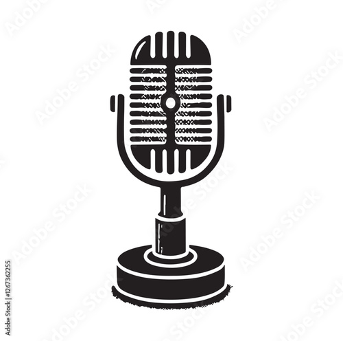 Vintage microphone silhouette vector illustration