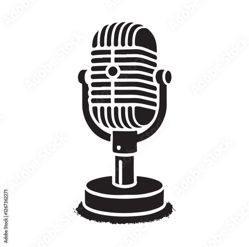 Vintage microphone silhouette vector illustration