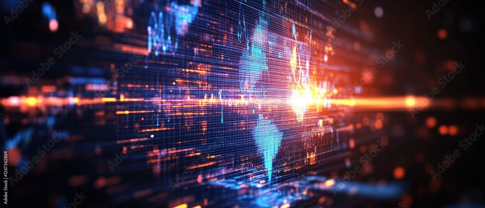 Digital background with glowing blue and orange lights and a business growth graph data chart diagram Digital background with glowing blue and orange lights and a business growth graph data chart diagram