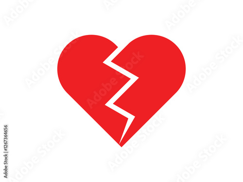 Set of editable vector red broken heart silhouette symbol design illustration isolated on transparent background