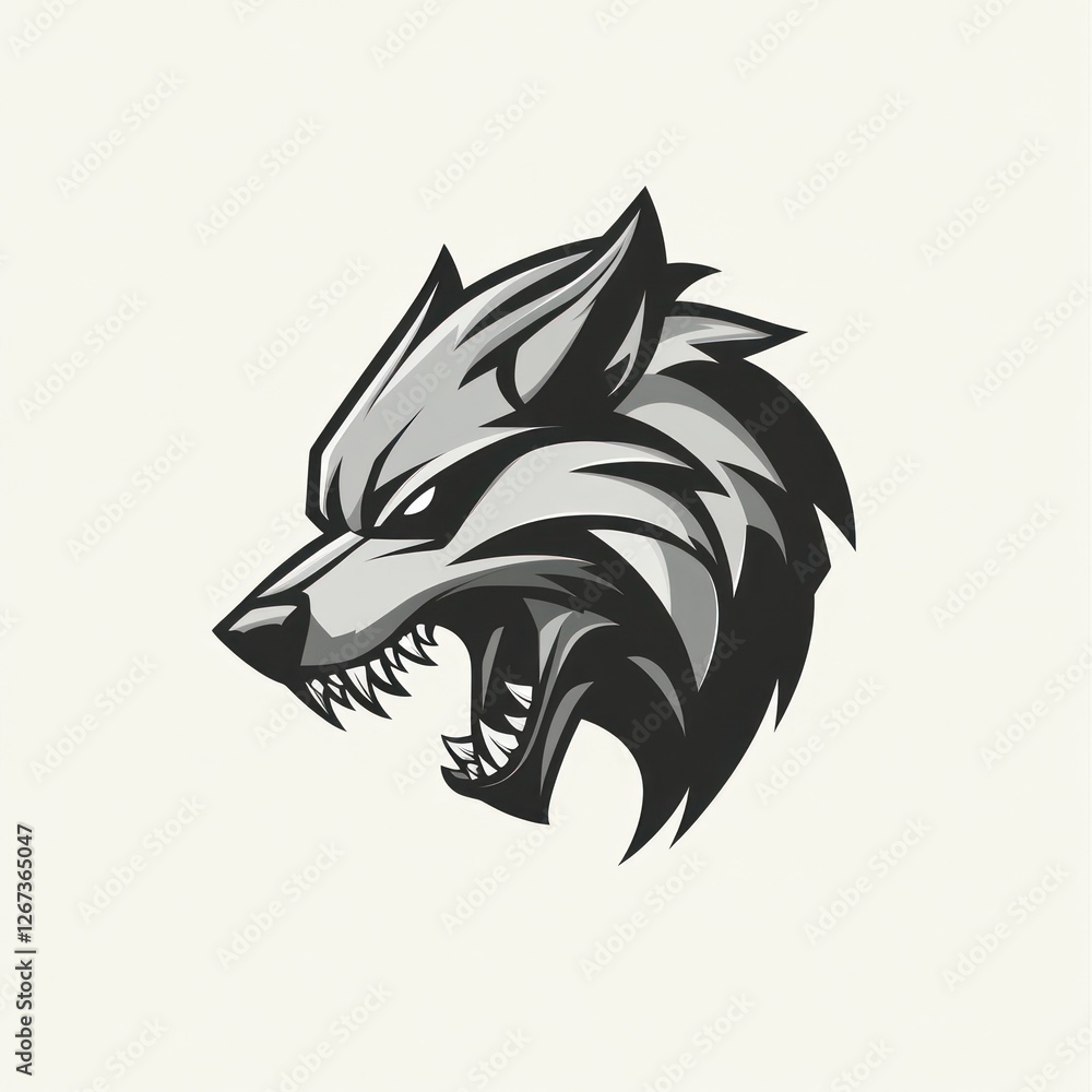 Fototapeta premium Angry wolf head graphic design, use for logo, game, sport