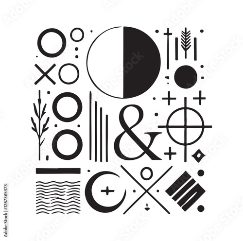 A collection of calligraphy and design elements silhouette vector illustration