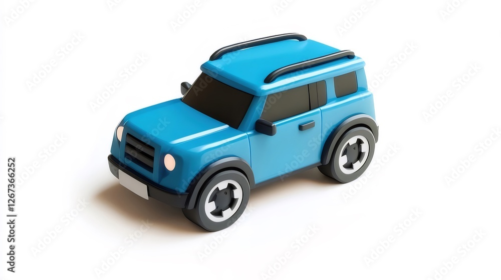 Blue SUV 3D model, white background, transport icon Blue SUV 3D model, white background, transport icon