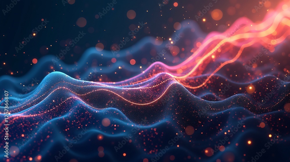 Obraz premium Abstract design with geometric shapes, intertwining lines symbolizing different paths and possibilities