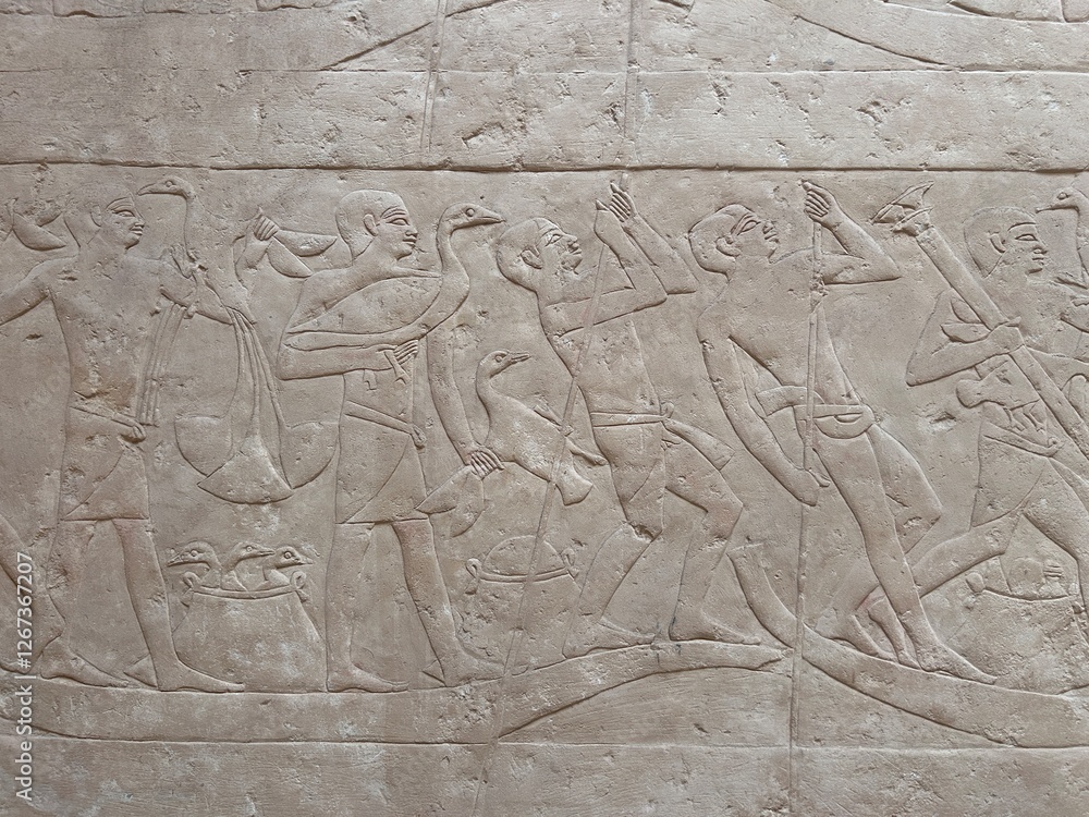 Reliefs in the tombs of inefert, unas Ankh and princess Idut showing daily life rituals in Saqqarah in Egypt Reliefs in the tombs of inefert, unas Ankh and princess Idut showing daily life rituals in Saqqarah in Egypt