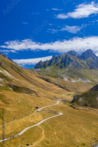 Landscape near Col de la Pare and Col des Rochillesr, Hautes-Alpes, France photo