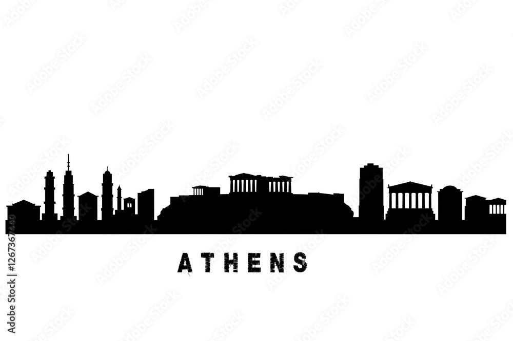 Fototapeta premium Atene skyline, con tutti i monumenti e l'acropoli
