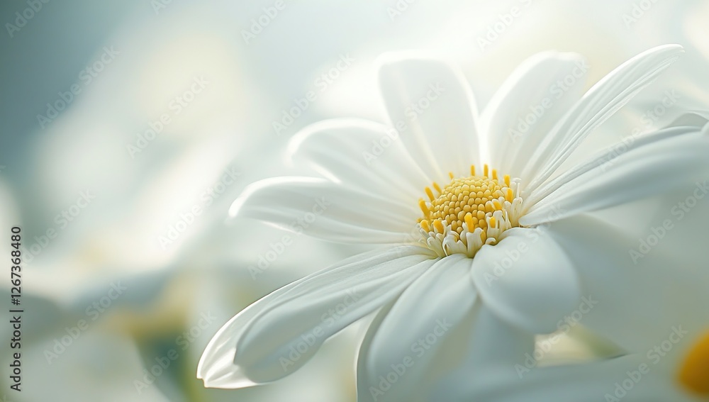 Obraz premium White Flower's Petals: Delicate, Soft, and Serene Macro Photography in Nature's Embrace