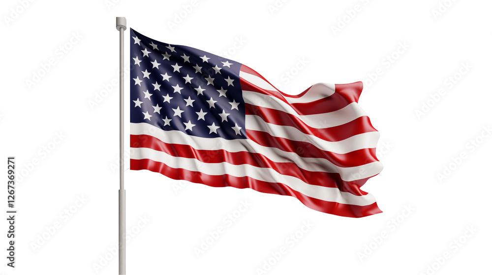 Fototapeta premium American Flag Waving in the Wind Patriotism Image