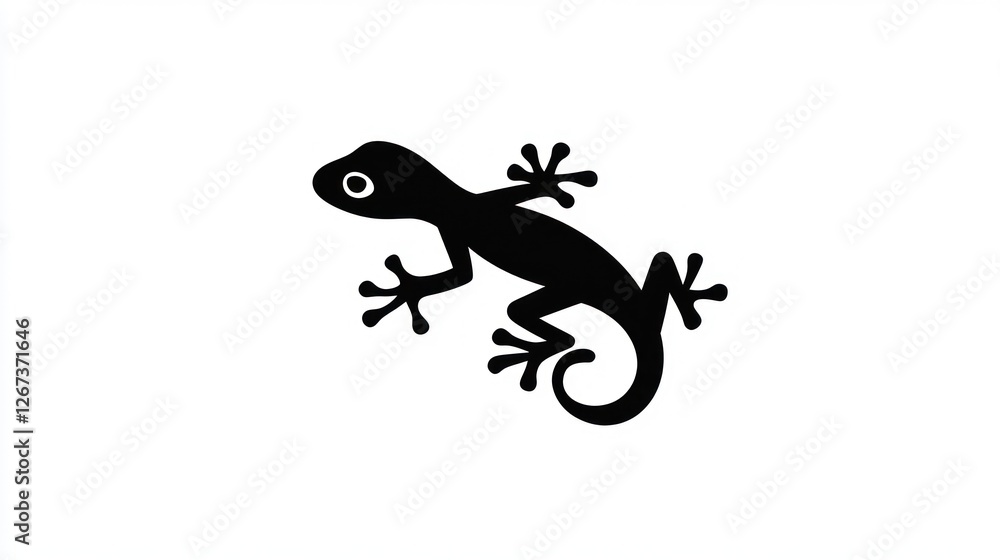 Gecko silhouette on white background; reptile icon, zoology illustration Gecko silhouette on white background; reptile icon, zoology illustration