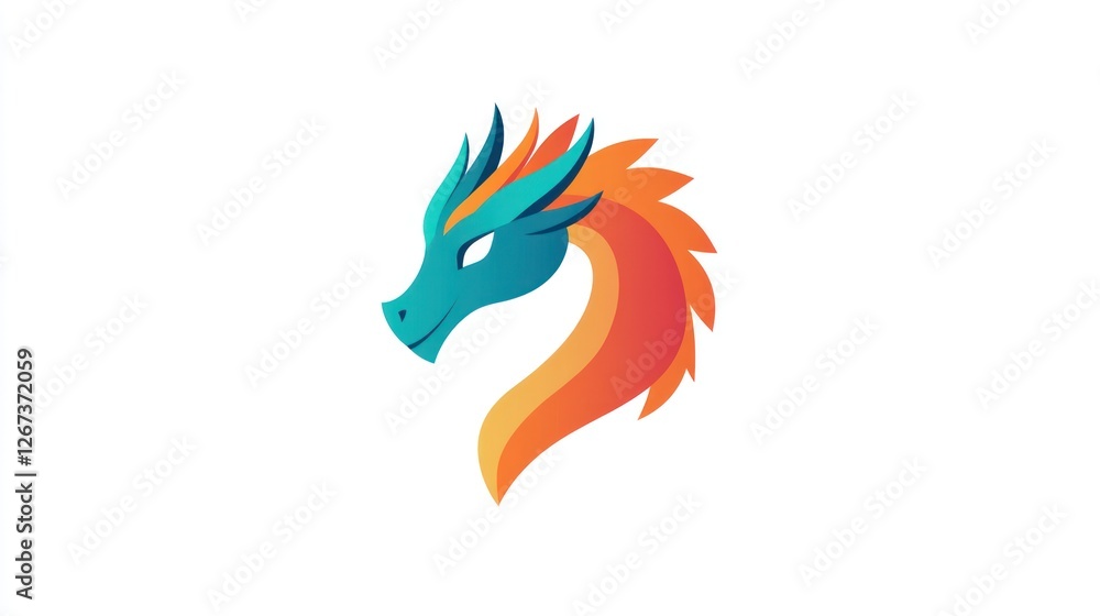 Obraz premium Dragon head portrait. Illustration of a mystical, fantasy creature for logo, gaming or branding purposes