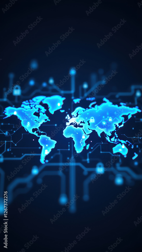 Global network with secure connections over a world map background, emphasizing internet security. Global network with secure connections over a world map background, emphasizing internet security.