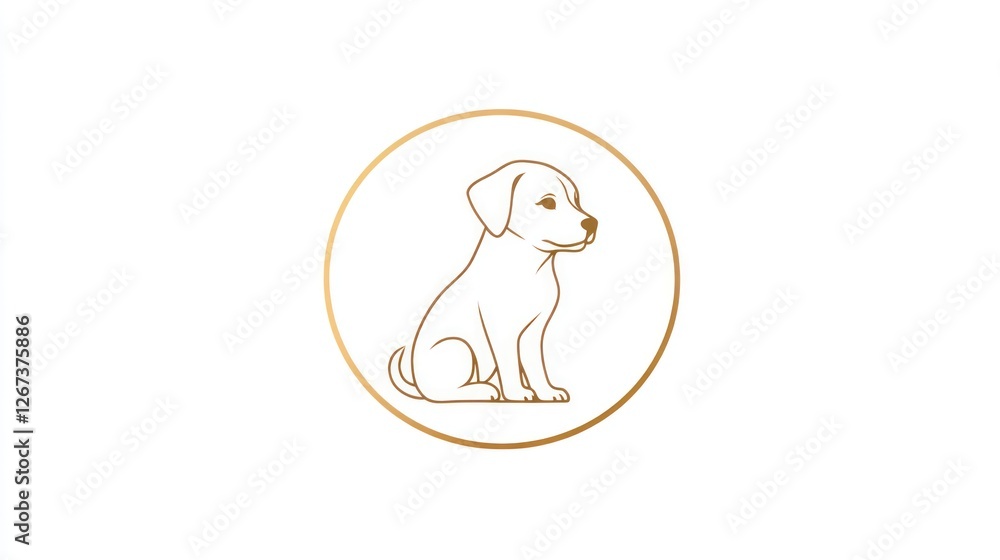 Obraz premium Puppy sitting, profile view, white background, pet adoption