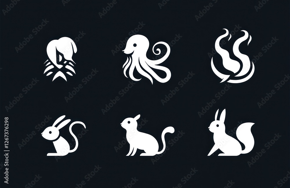 Vector icons of various animals set for web or design use Vector icons of various animals set for web or design use