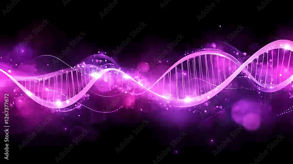 Fototapeta premium Abstract Purple DNA Helix Strand Graphic Design Backdrop Presentation Style Image