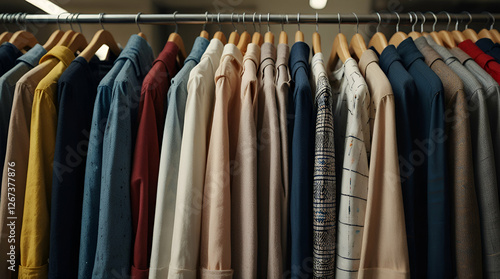 Wallpaper Mural clothes on hangers in store,generative.ai
 Torontodigital.ca