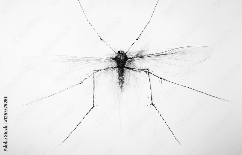 Detailed Mosquito Sketch: Anatomy, Wings, Legs, Insect, Drawing, Art, Black and White, Close-up, Detailed, Realistic, Nature, Wildlife, Entomology Detailed Mosquito Sketch: Anatomy, Wings, Legs, Insect, Drawing, Art, Black and White, Close-up, Detailed, Realistic, Nature, Wildlife, Entomology